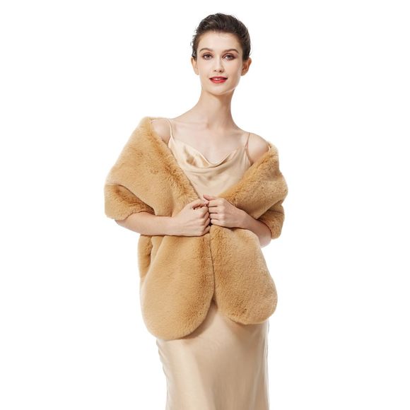 Women's Faux Fur Shawl Winter Wedding Stoles Wrap For Bridal Evening Party🙉
